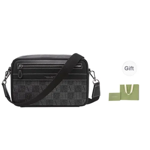 VANESSA HOGAN Monogram Cow Leather Camera Bags Crossbody Bags Medium Size Unisex Black