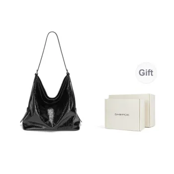 SHEPOK Top Grain Cow Leather Tote Bag Armhole Bag Shoulder Bag Women's Black