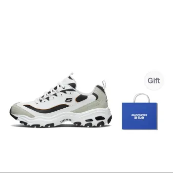 Skechers D'LITES 1.0 Non-slip Wear-resistant Shock Absorption Low-Top Chunky Sneakers Women's White Gray