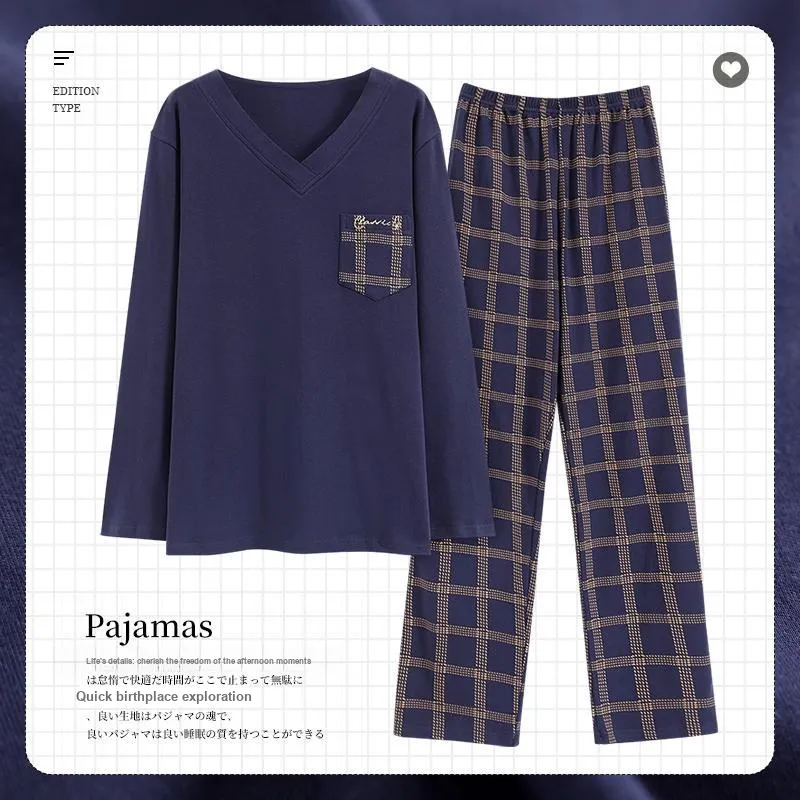 FENTENGCARE Pajama Set Men's Navy Blue-1