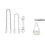[Heart White Four-Leaf Clover Silver Three-Piece Set]Extender Chain 15cm+Decorative Chain 40cm+Long Chain