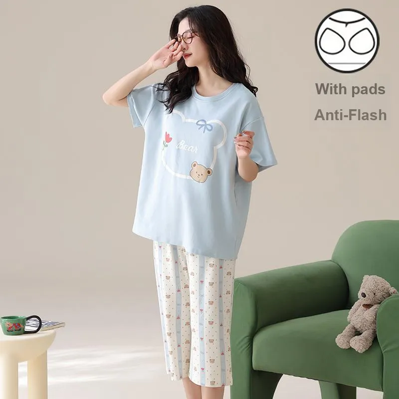 CHUDUAN Pajama Set Women's Blue-5