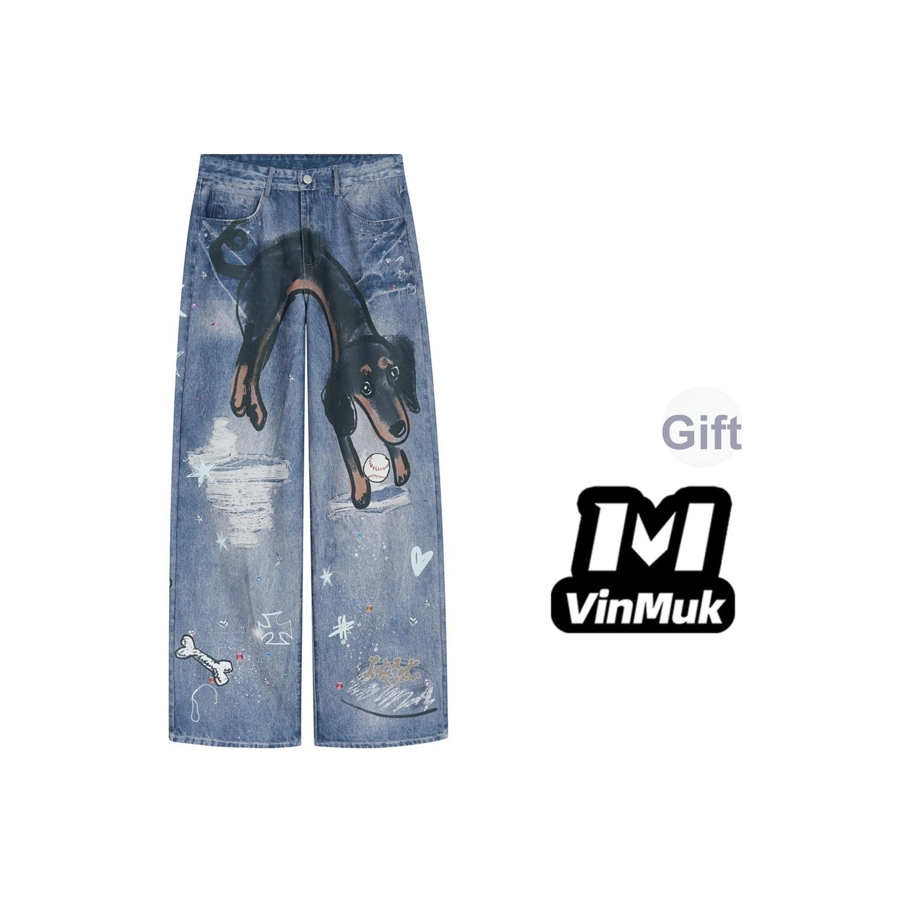 VINMUK Blue Unisex Jeans VINMUK Синий Унисекс Джинсы