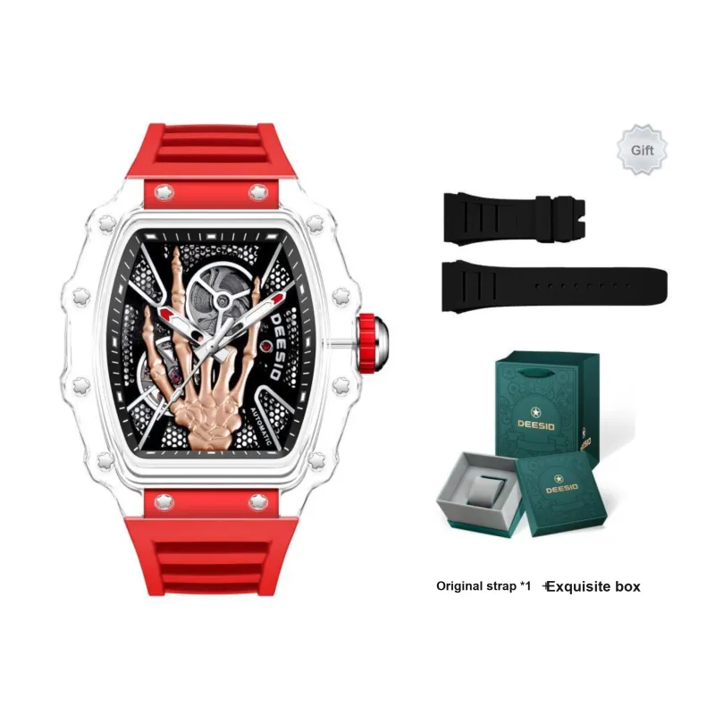 DEESIO Gold Finger Collection Automatic Mechanical Movement Rubber Strap Watch Men's Watches Black Dial-1