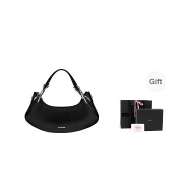 Muuluu Mercerized Satin Shoulder Bag, Crossbody Bag, Handbag Small Size Women's Black