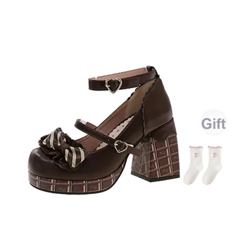 Happy Fish Грубый каблук Туфли Мэри Джейн Женские