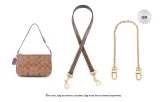Coach Brown 1.1cm Width Plain Weave Gold Buckle Underarm 65cm+Free Decorative Chain 40cm