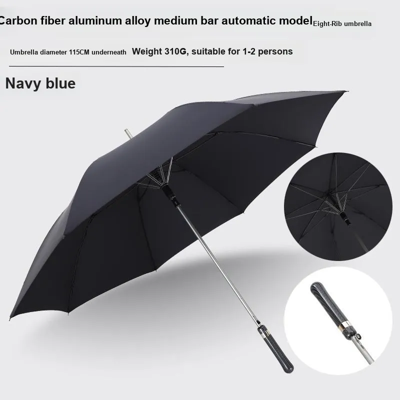 Love The Rain 8 Rib Carbon Fiber Aluminum Alloy Automatic Model, High End Minimalist Style Straight Handle Umbrella-3