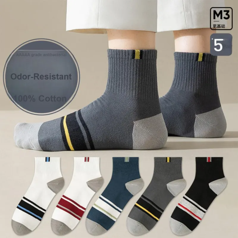 MIIOW Mid Calf Socks Men's 5 Pack Mixed Color-1