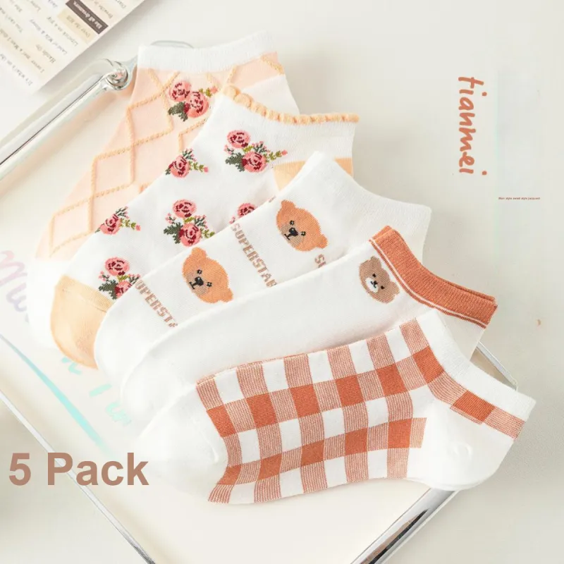 GUJIN Ankle Socks Women's 5 Pack Mixed Color-2