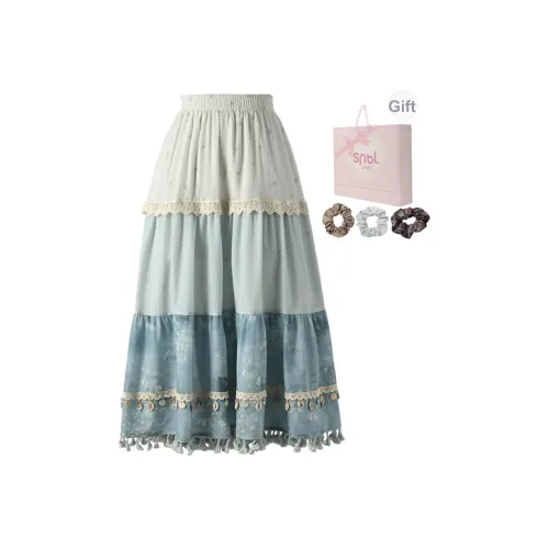 SNBL Повседневный Длинный Юбка Женские Синий