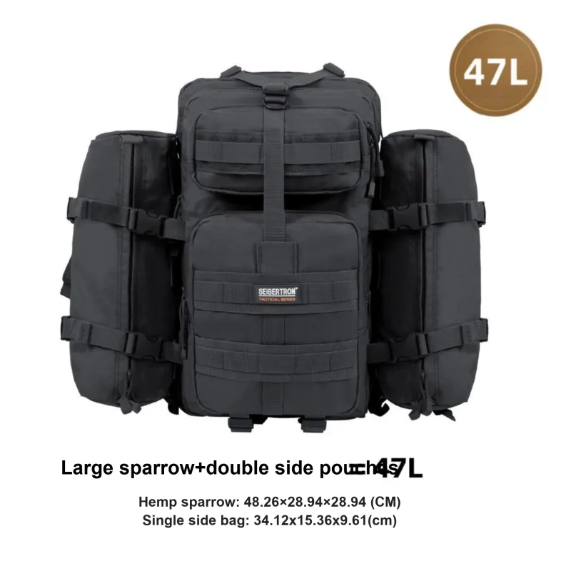 Seibertron Outdoor Bags Abrasion Resistant Black/Brown Unisex-1