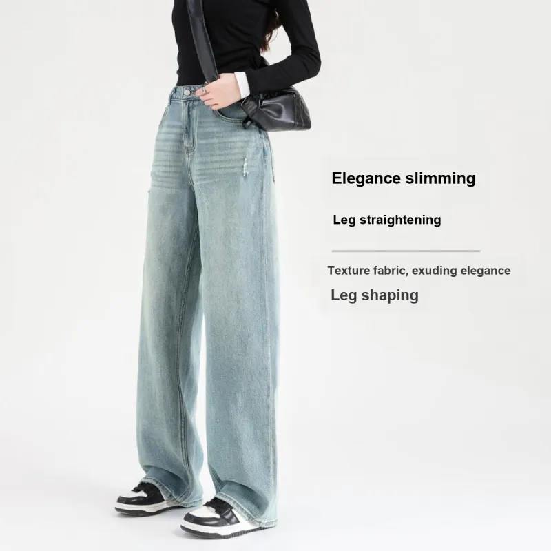 FAWENXIANGZI Jeans Women's Light Blue-10