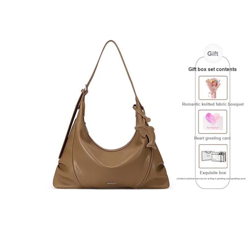 JUST STAR Artificial Leather Shoulder Bag, Crossbody Bag, Handbag Medium Size Women's Black White Brown-30