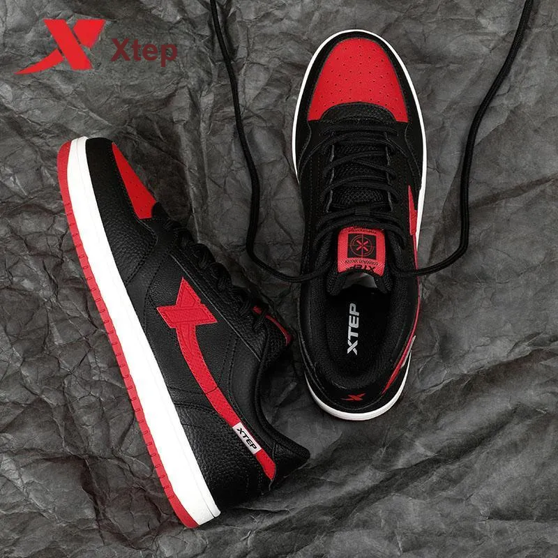 XTEP Waterproof And Wear-resistant Low-Top Skateboard Shoes Men's Black/Exceeding Red-11