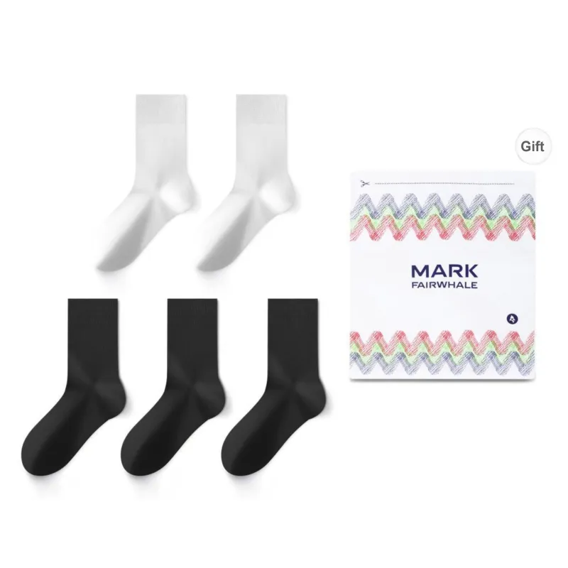 FAIRWHALE Mid Calf Socks Unisex Box 5 Pack-6