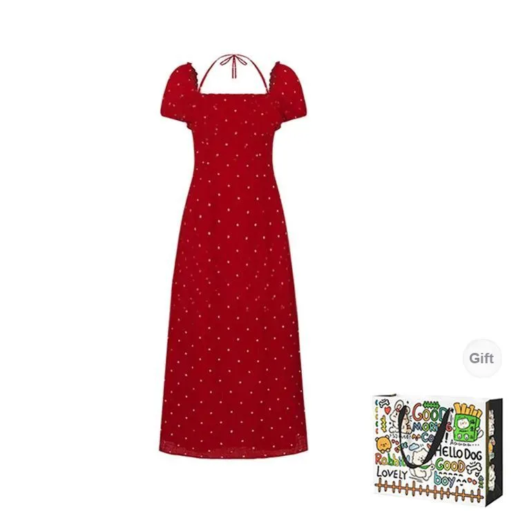 HAPG Short Sleeved Dress Women's Red-1