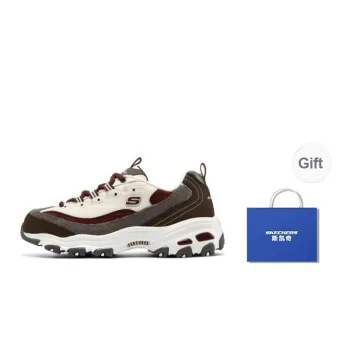 Skechers D'LITES 1.0 Cushioning Anti Slip And Wear Resistant Low Top Chunky Sneakers Women's Burgundy Brown