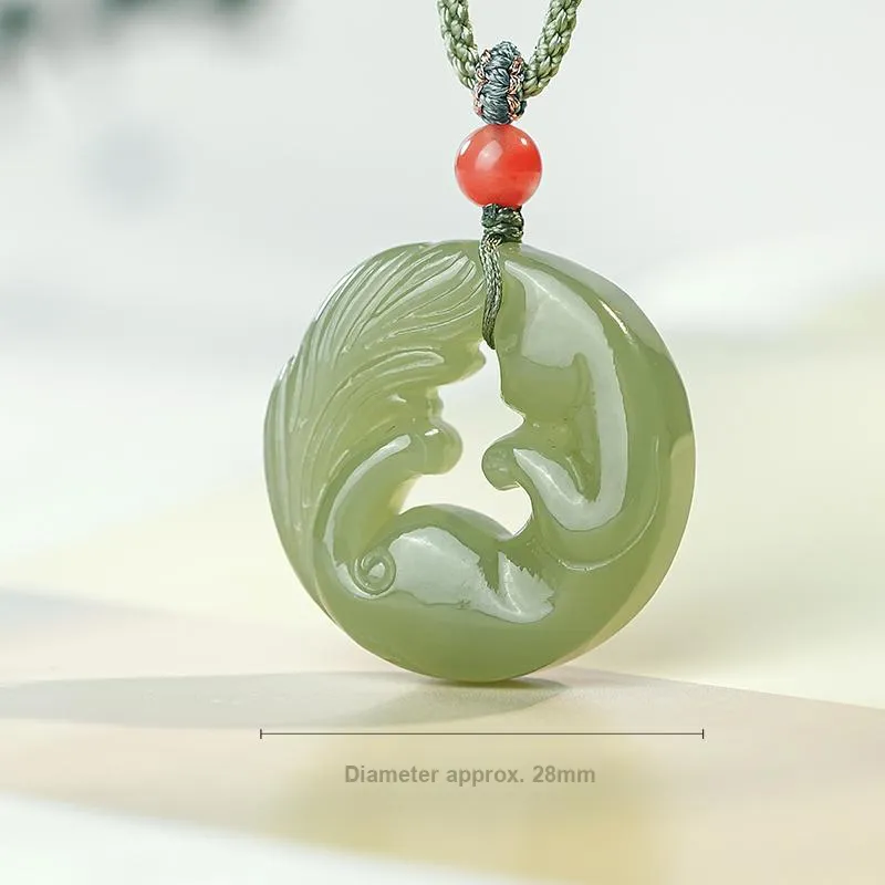 YINXIANGMOU Hetian Jade Necklaces Pale Greenish White Jade Women's-4