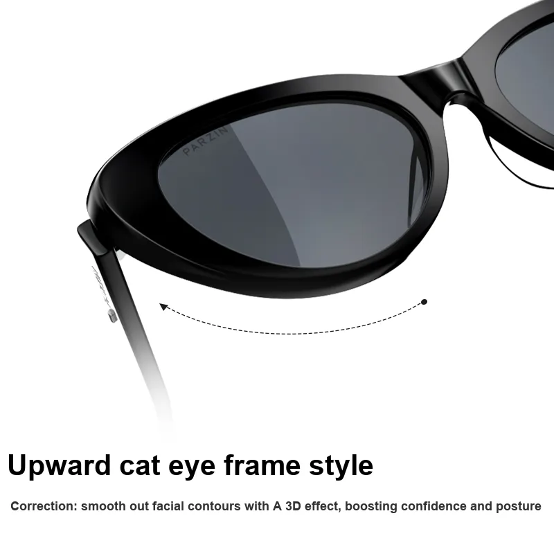 PARZIN Plate Frame Cat Eye Sunglasses Unisex-2