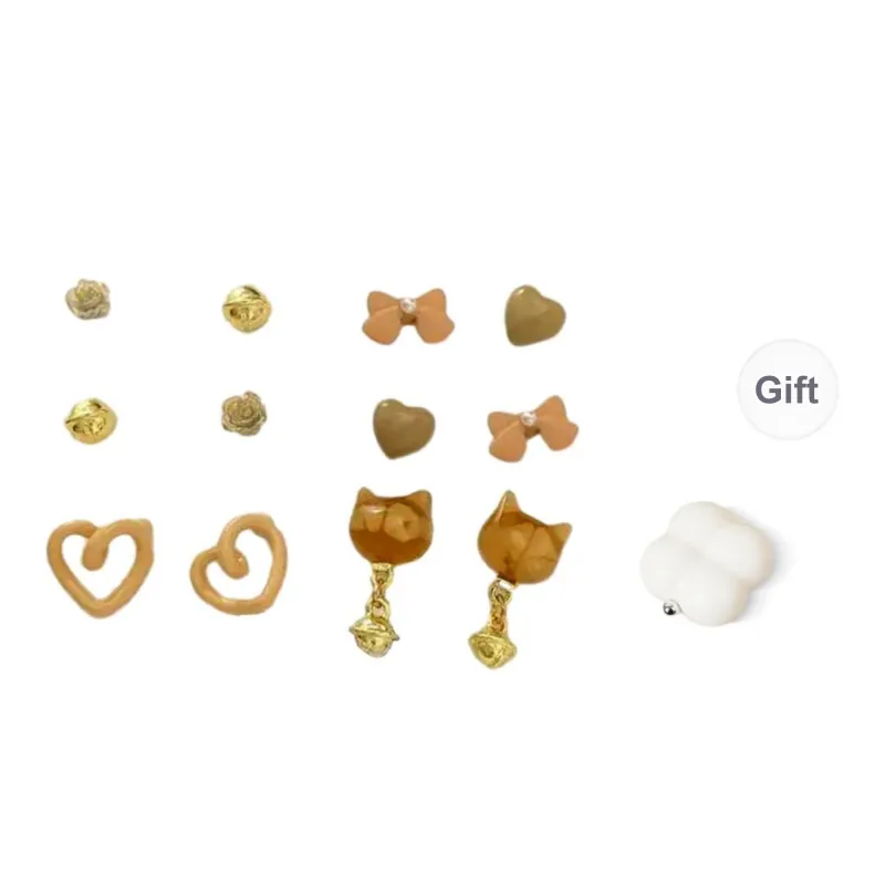 SHEEHHYY Alloy Stud Earrings Women's-7