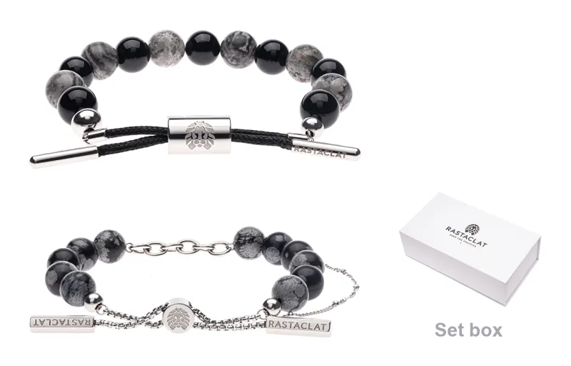 Rastaclat Snowflake Obsidian Beaded Bracelet Unisex-0