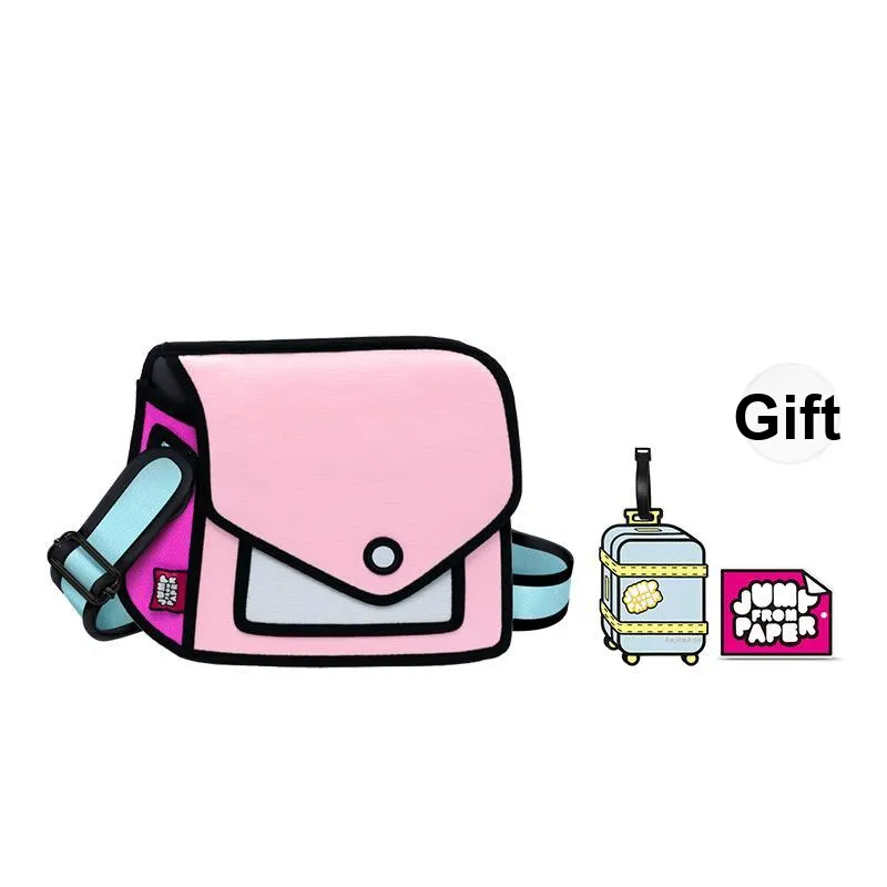 JumpFromPaper Polyester Crossbody Bags Regular Unisex Neon Pink