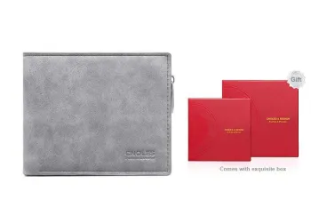 CNOLES PU Card Holder Money Clip Coin Purse Wallet Men's Dreamy Gray