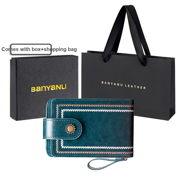 Banyanu Cow Leather Card Holder Regular Women's Jasper/Burgundy/Black/Peacock Blue/Brown/Antique Yellow-34