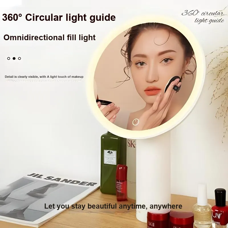 Gentle Welcome Smart LED HD Tricolor Adjustable Light Dormitory Desktop Portable Travel Makeup Mirror Dressing Mirror-1