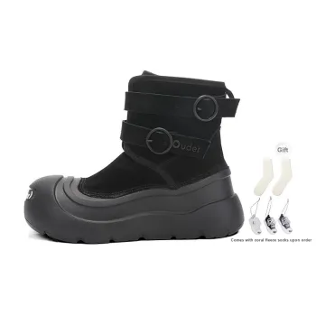Ouder Snower Open Ended Smiley Collection Warm And Wear Resistant Crew Snow Boots Women's Black
