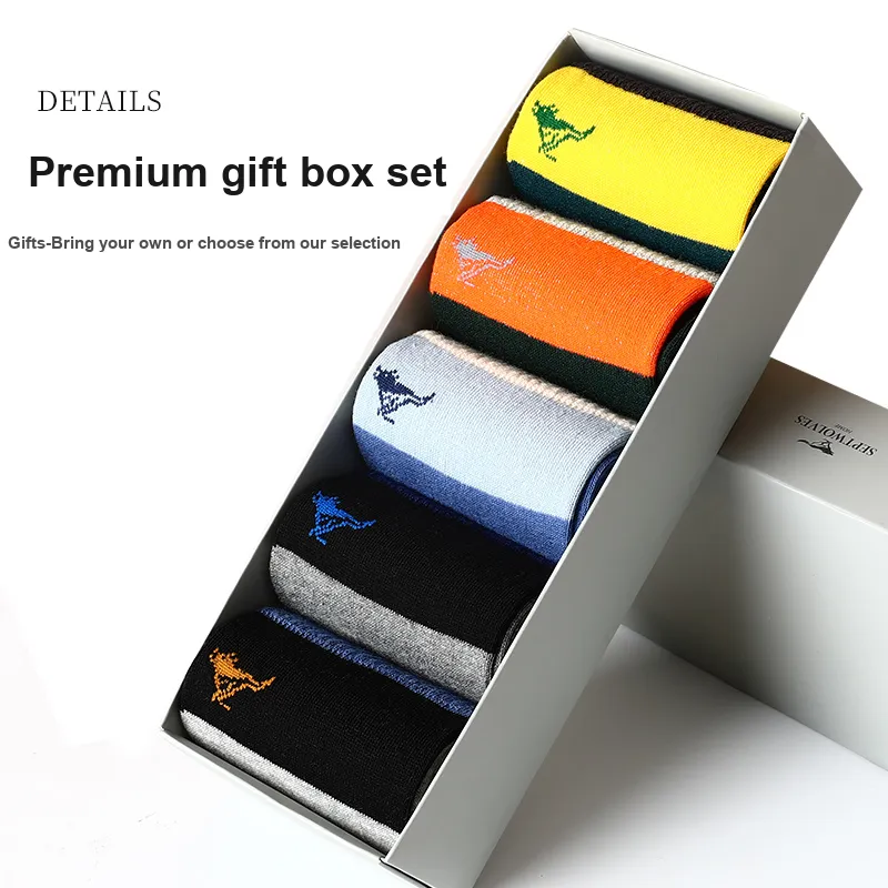 SEPTWOLVES Mid Calf Socks Men's 5 Pairs Gift Box Sets+Shopping Bag-9