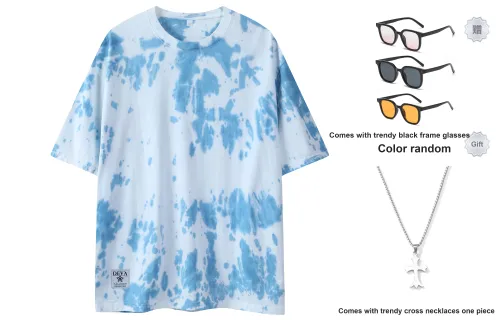 DEVA STATES T-Shirts Unisex Blue/White Includes Sunglasses And Necklace