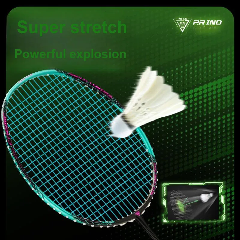 P.R IND Stretch Durable, Both Features Badminton Racket Strings Iris Blue Nylon Thread+Composite Yarn Unisex-12