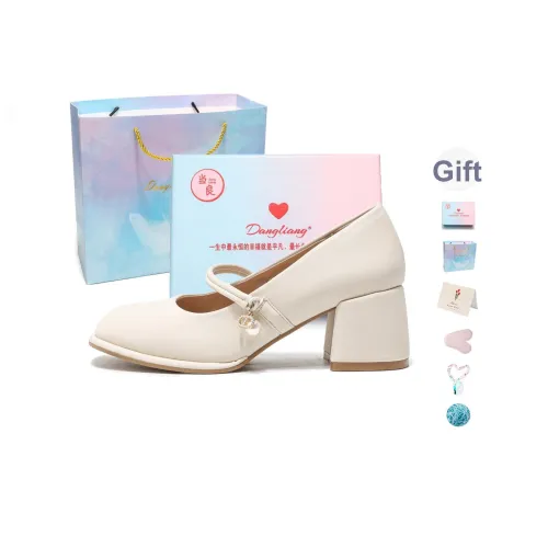 Be Good Грубый каблук Туфли Мэри Джейн 5 см Женские Бежевый Набор в подарочной коробке