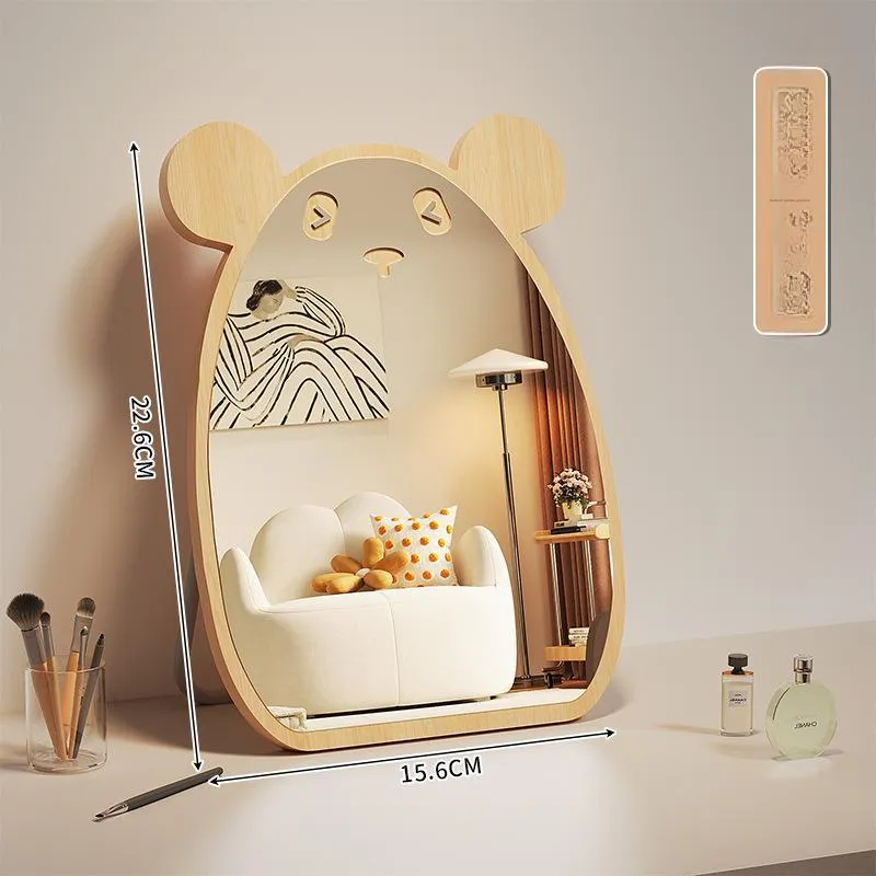 JIXUAN Portable Cartoon Cute Bedroom Desktop Luxury Premium Make Up Mirrors-5