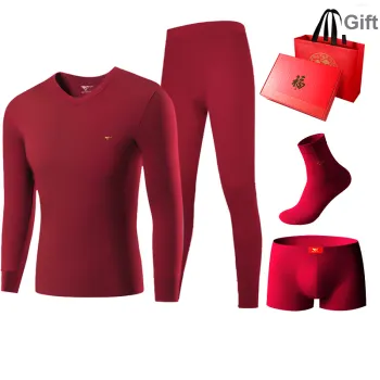 SEPTWOLVES Thermal Set Men's 4-Piece Gift Box Set+Free Shopping Bag