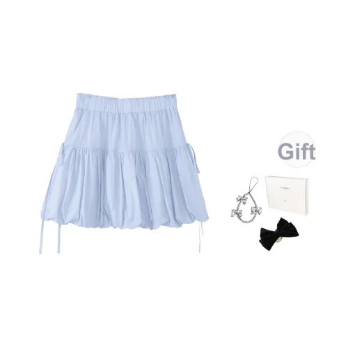 Fstudio Пышная юбка Повседневная Короткая Юбка Женская Синяя