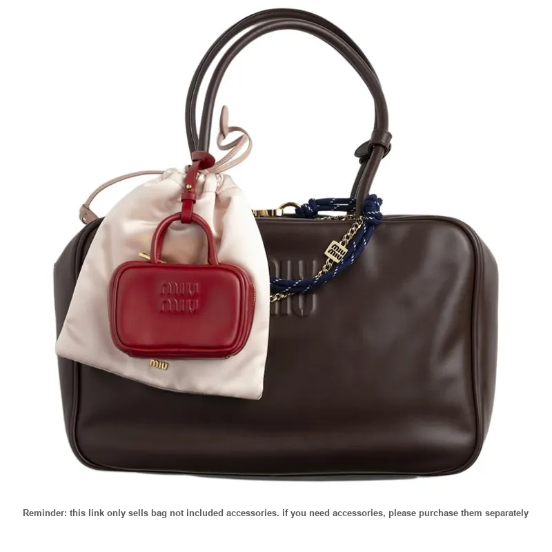 MIU MIU Beau Calfskin Handbag Medium Size Women's Heather Wood Color-9