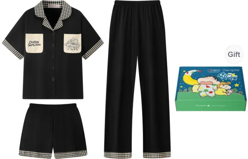 Gongdie x LABIXIAOXIN,LIANMINGKUAN Pajama Set Unisex Gift Box Set Black-0
