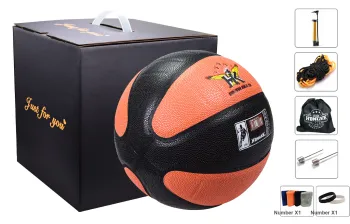 HONGKE PU Basketball Orange Black Size 7 Training Unisex