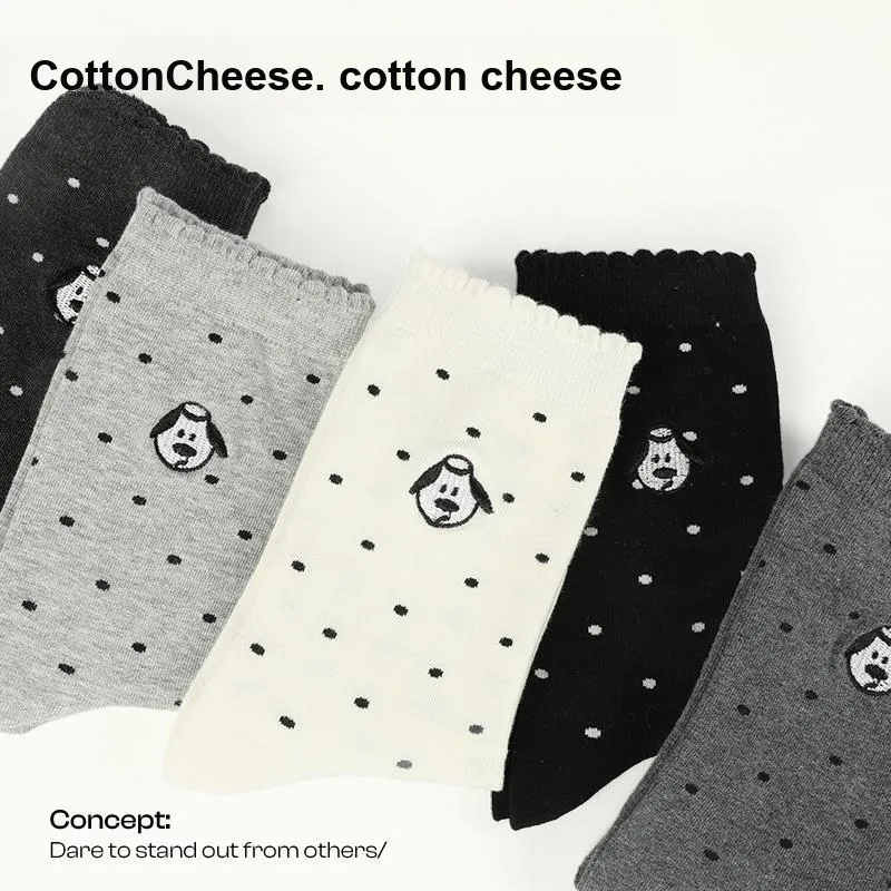 COTTON CHEESE Mid Calf Socks Unisex 5 Pack-2