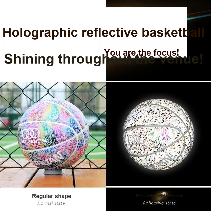 THREEHUAN PU Basketball Size 7 Ball Reflective Training Unisex-3