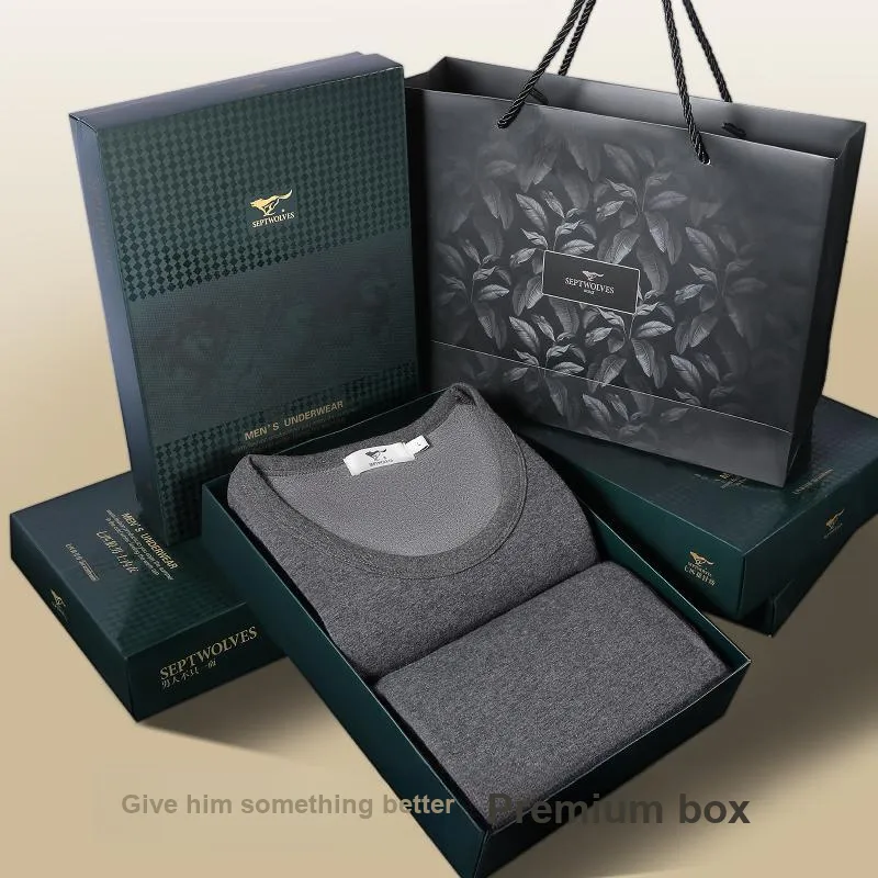 SEPTWOLVES Thermal Set Fall And Winter Men's Gift Box Set+Shopping Bag-30