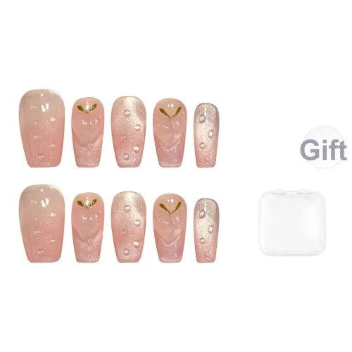 Song Biography 3D-эффект Медово-персиковый Мягкий Милый Осветляющий Кошачий глаз False Nail Короткий LADDER 20 мм