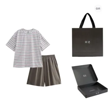Same Language Pajama Gift Box Men's Pale Snow White · Linen Brown · With Pattern