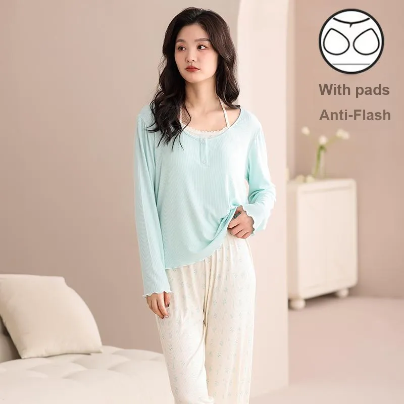 XIAFENYAN Pajama Set Women's Green-1
