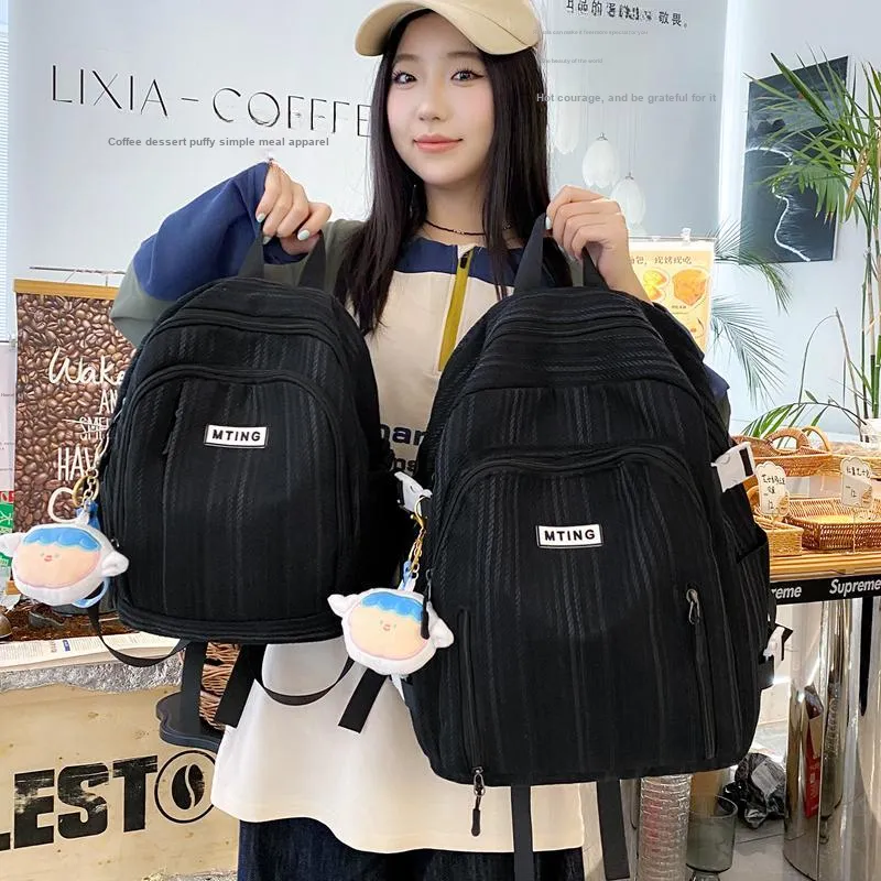 URBAN FOREST Nylon Backpack Unisex Pink/Green/Yellow/Black/White-24
