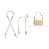 Coach Ecru 1.1cm Width Plain Weave Gold Snap Underarm 65cm+Free Decorative Chain 40cm