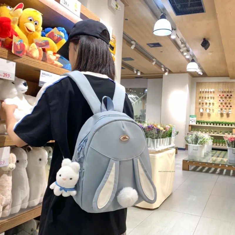 URBAN FOREST Nylon Backpack Unisex White/Black/Pink/Yellow/Blue-25